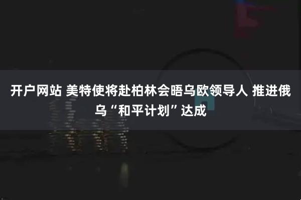 开户网站 美特使将赴柏林会晤乌欧领导人 推进俄乌“和平计划”达成